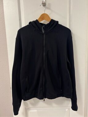 Athleta Activewear Soft Double Zipper Black Hooded Sweatshirt Workout Outdoor M